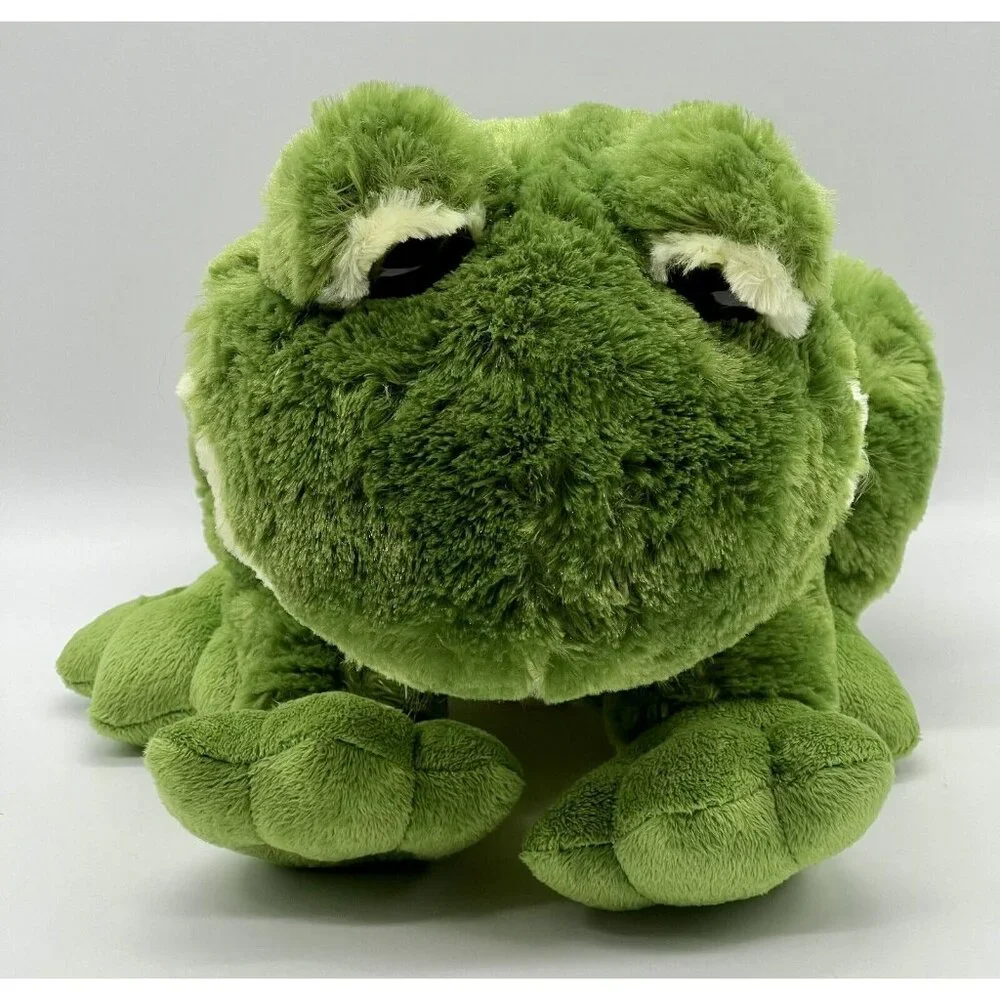 Toys R Us Frog Plush‎ Green Sitting Up 10 inch Stuffed Animal Yellow Belly